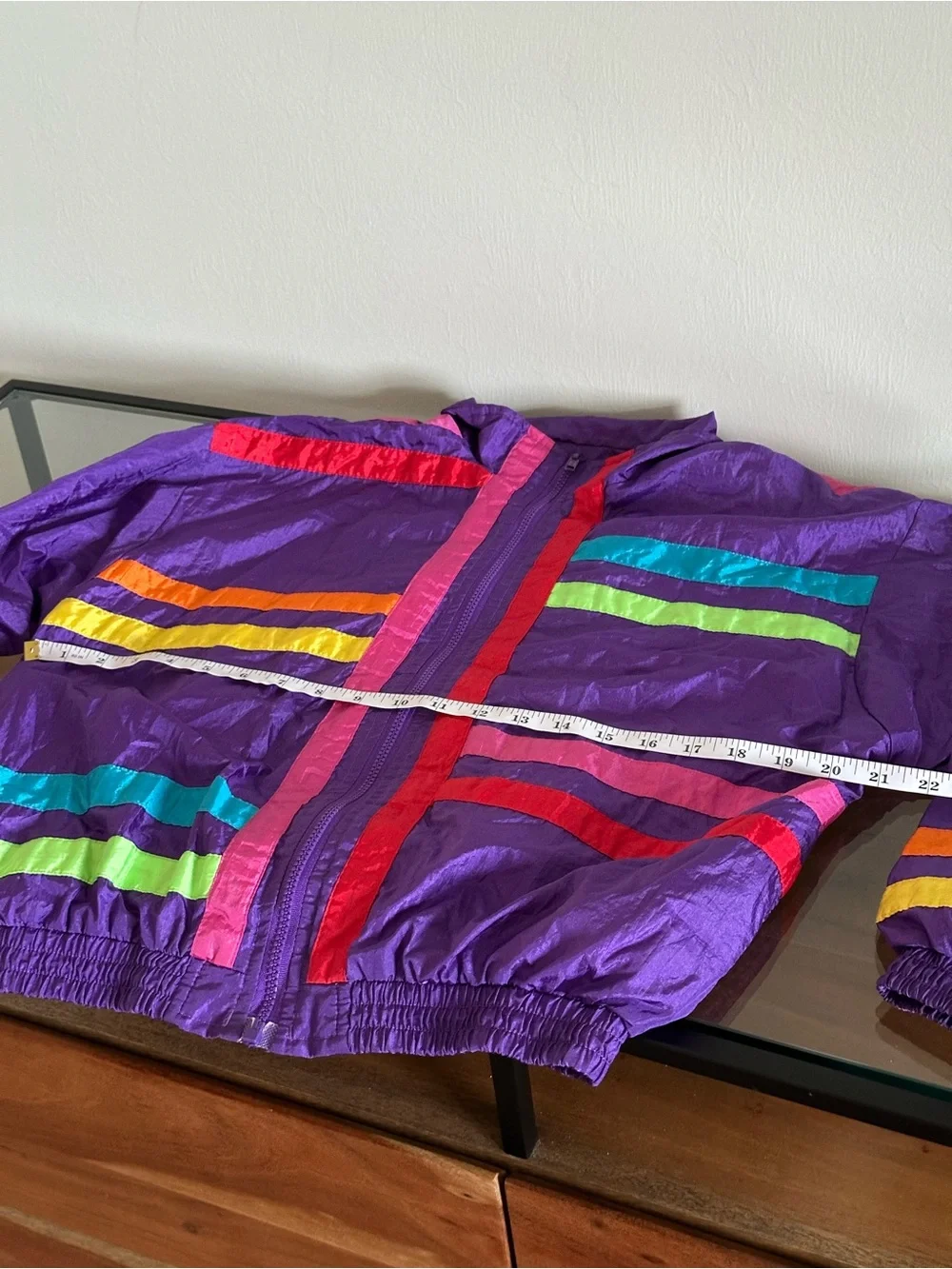 Vintage Kids Lavon Rainbow Windbreaker Jacket Size 14 Purple 80s 90s Colorblock